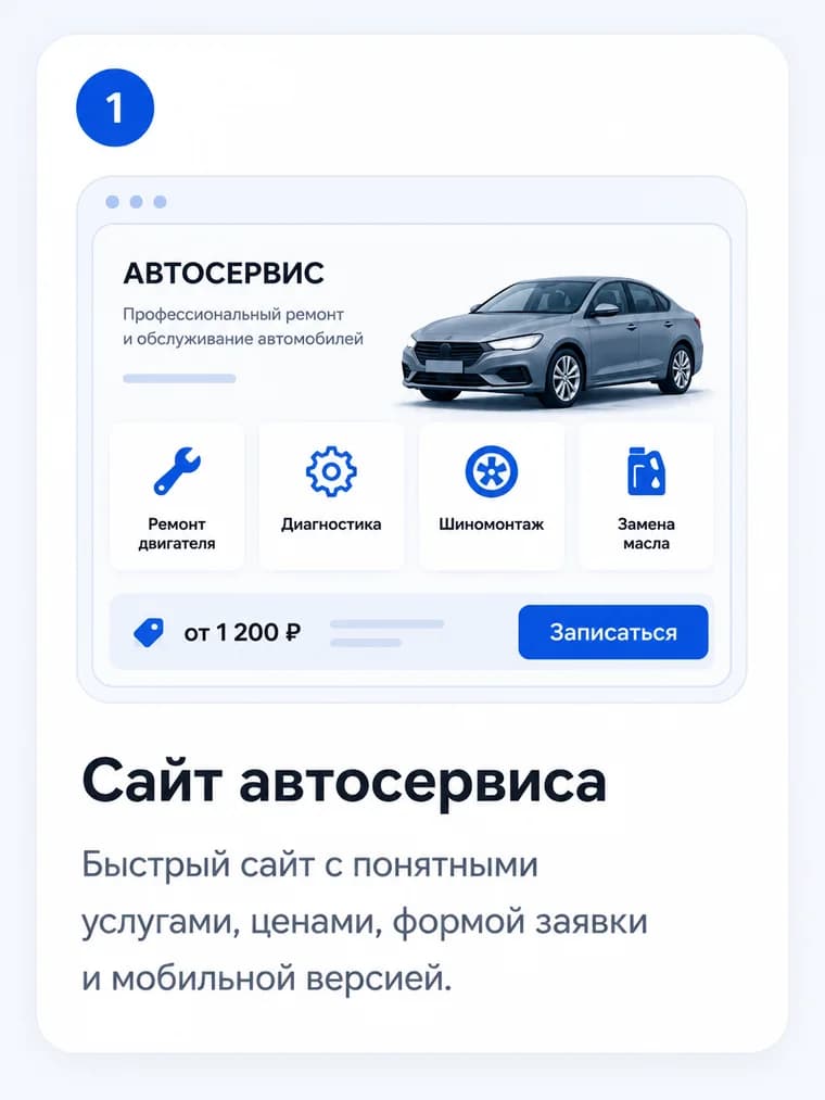 Инфографика: шаг 1. Сайт автосервиса